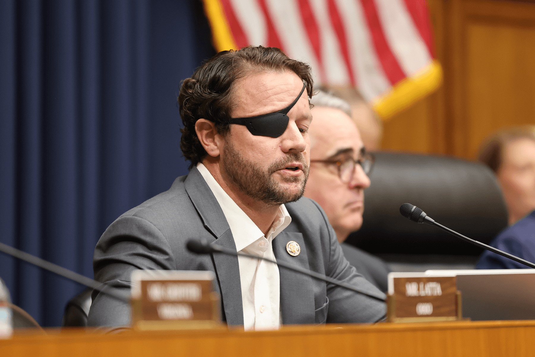 Congressman Dan Crenshaw speaks during the Environment Subcommittee hearing.